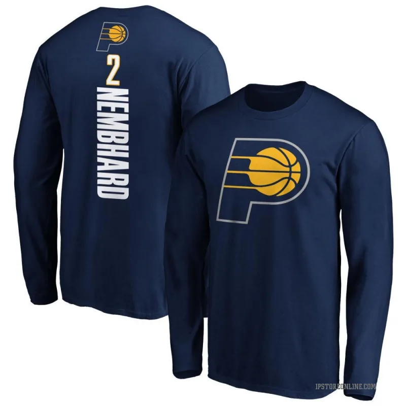 Andrew Nembhard Men's Navy Indiana Pacers Backer Long Sleeve T-Shirt