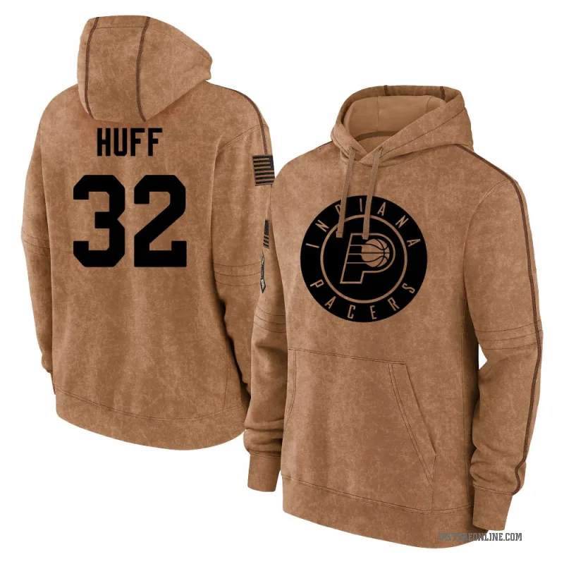 Jay Huff Men's Brown Indiana Pacers 2023 Salute to Service Club Pullover Hoodie