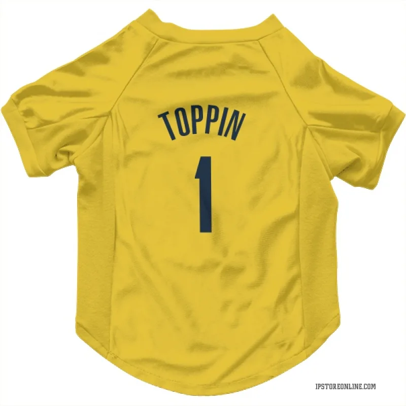 Obi Toppin  Gold Indiana Pacers  Cat & Dog Pet Jersey