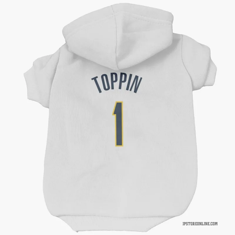 Obi Toppin  White Indiana Pacers  Cat & Dog Pet Hoodie