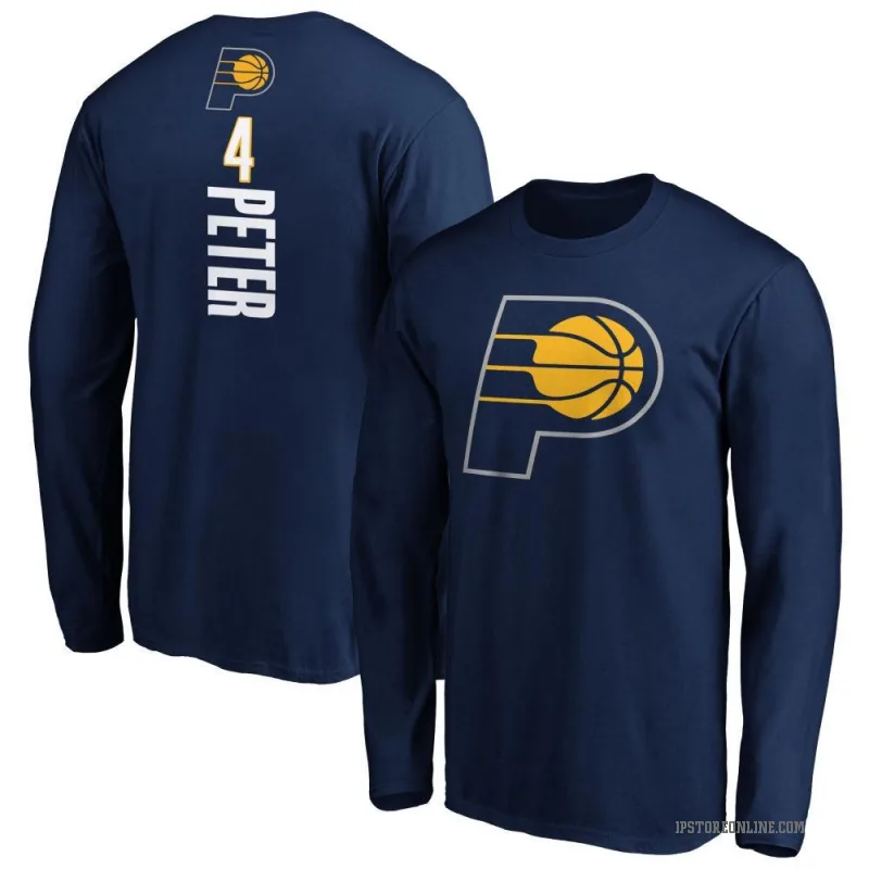 Taelon Peter Men's Navy Indiana Pacers Backer Long Sleeve T-Shirt