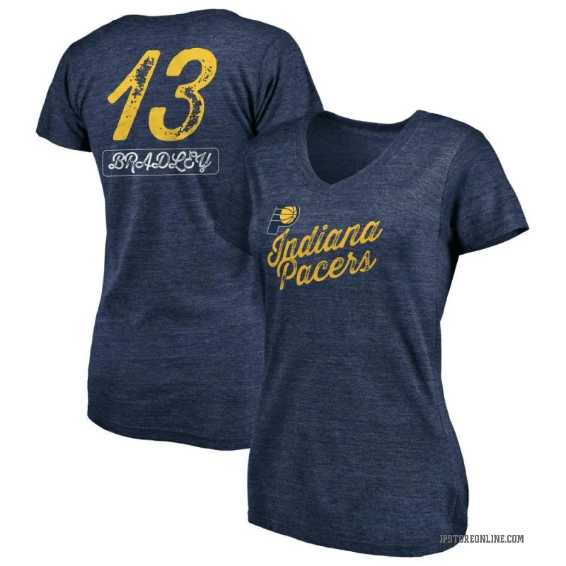 Tony Bradley Women's Navy Indiana Pacers Sideline V-Neck T-Shirt