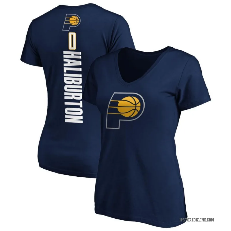 Tyrese Haliburton Women's Navy Indiana Pacers Backer T-Shirt